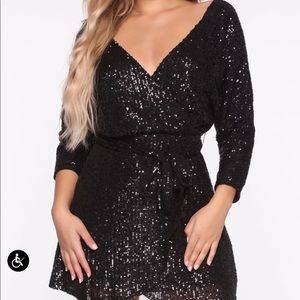 Black sequined mini dress